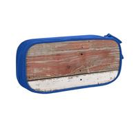 JKLQWC Rustic Old Barn Wood Printed Pencil Case Cute Pen Pencil Box Bag Zipper Storage Organizer Box Holder for Office School Teen Girl Boy Adult,Blue