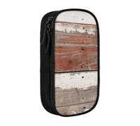 JKLQWC Rustic Old Barn Wood Printed Pencil Case Cute Pen Pouch Large Pen Bag Portable Storage Organizer Box for Office School Teen Girl Boy Adult,Black