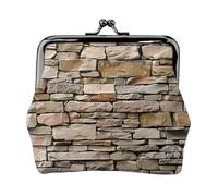 JKLQWC Rustic Rocks Brick Wall Printed Coin Purse for Women Cute PU Leather Coin Wallet Mini Coin Purse Pouch with Kiss-Lock