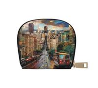 JKLQWC san Francisco Printed Card Wallet for Women Men Cute Zipper Card Cases Holder Mini Coin Purse with 12 Card Slots