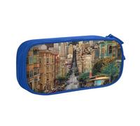 JKLQWC san Francisco Printed Pencil Case Cute Pen Pencil Box Bag Zipper Storage Organizer Box Holder for Office School Teen Girl Boy Adult,Blue