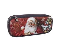 JKLQWC Santa Claus Xmas Gifts Printed PU Leather Pencil Case Cute Pen Pencil Box Bag Zipper Office School Pencil Pouch Organizer for Students Teen Girls Boys Adult