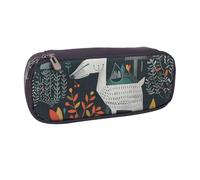 JKLQWC Scandinavian Animals Printed PU Leather Pencil Case Cute Pen Pencil Box Bag Zipper Office School Pencil Pouch Organizer for Students Teen Girls Boys Adult