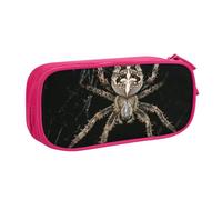 JKLQWC Scary Spider Printed Pencil Case Cute Pen Pencil Box Bag Zipper Storage Organizer Box Holder for Office School Teen Girl Boy Adult,Pink