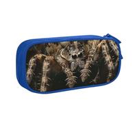 JKLQWC Scary Spider Printed Pencil Case Cute Pen Pencil Box Bag Zipper Storage Organizer Box Holder for Office School Teen Girl Boy Adult,Blue