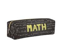 JKLQWC School Math Printed Leather Pencil Case with Gold Zipper - Simple and Lightweight Organizer for School, Office, Travel, Makeup