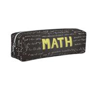 JKLQWC School Math Printed Leather Pencil Case with Silver Zipper - Simple and Lightweight Organizer for School, Office, Travel, Makeup