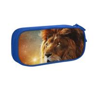 JKLQWC SciFi Lion Printed Pencil Case Cute Pen Pencil Box Bag Zipper Storage Organizer Box Holder for Office School Teen Girl Boy Adult,Blue