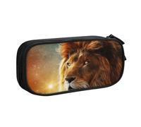 JKLQWC SciFi Lion Printed Pencil Case Cute Pen Pencil Box Bag Zipper Storage Organizer Box Holder for Office School Teen Girl Boy Adult,Black