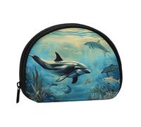 JKLQWC Sea Dolphin Printed Coin Purse for Women Cute Small Change Wallet Mini Coin Purses Pouch with Zipper