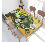 JKLQWC Sea Turtle Printed Rectangle Tablecloth 4Ft Elastic Fitted Fabric Table Cover - Waterproof, Oil-Resistant, Washable for Picnics Camping Weddings