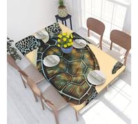 JKLQWC Sea Turtle Printed Rectangle Tablecloth 4Ft Elastic Fitted Fabric Table Cover - Waterproof, Oil-Resistant, Washable for Picnics Camping Weddings