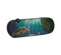JKLQWC Sea Turtles Printed Pencil Case Cute Pen Pencil Box Bag PU Leather Zipper Pencil Pouch Organizer for Office School Travel