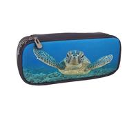 JKLQWC Sea Turtles Printed PU Leather Pencil Case Cute Pen Pencil Box Bag Zipper Office School Pencil Pouch Organizer for Students Teen Girls Boys Adult Gifts