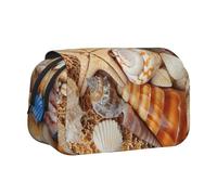 JKLQWC Seashell Landscape On The Beach Prints Pencil Case for Kids Men Women, Two Layers Large Capacity Pencil Pouch Makeup Bag Organizer for Office School Travel