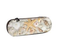 JKLQWC Seashell Sandy Beach Printed Pencil Case Cute Pen Pencil Box Bag PU Leather Zipper Pencil Pouch Organizer for Office School Travel