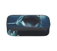 JKLQWC Shark Printed Pencil Case Cute Pen Pencil Box Bag Large Capacity Compartment Zipper Pencil Pouch Organizer for Office School Travel