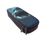 JKLQWC Shark Printed PU Leather Pencil Case Cute Pen Pencil Box Bag Zipper Office School Pencil Pouch Organizer for Students Teen Girls Boys Adult