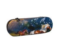 JKLQWC Shocking Running Horses Printed Pencil Case Cute Pen Pencil Box Bag PU Leather Zipper Pencil Pouch Organizer for Office School Travel