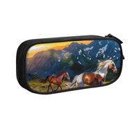 JKLQWC Shocking Running Horses Printed Pencil Case Cute Pen Pencil Box Bag Zipper Storage Organizer Box Holder for Office School Teen Girl Boy Adult,Black