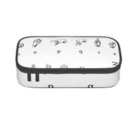 JKLQWC Sign Language Alphabet Printed Pencil Case Cute Pen Pencil Box Bag Large Capacity Compartment Zipper Pencil Pouch Organizer for Office School Travel