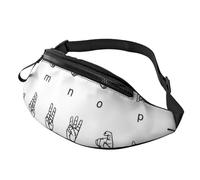 JKLQWC Sign Language Alphabet Printed Waist Bag with Headphone Jack, Personalized Bumbags Fanny Packs Unisex Running Hiking Crossbody Bags for Men Women