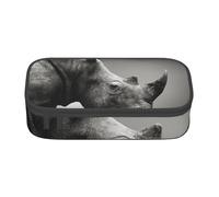 JKLQWC South Africa Rhinoceros Printed Pencil Case Cute Pen Pencil Box Bag Large Capacity Compartment Zipper Pencil Pouch Organizer for Office School Travel