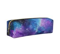 JKLQWC Space Colorful Clouds Printed Leather Pencil Case with Gold Zipper - Simple and Lightweight Organizer for School, Office, Travel, Makeup