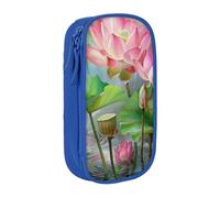 JKLQWC Spirit of The Lotus Printed Pencil Case Cute Pen Pouch Large Pen Bag Portable Storage Organizer Box for Office School Teen Girl Boy Adult,Blue