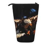 JKLQWC Standing Retractable Cute Pencil Case Organizer, 3D Bald Eagle Prints Stationery & Makeup Pouch for Travel, School, Office, Gifts