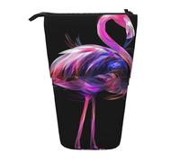 JKLQWC Standing Retractable Cute Pencil Case Organizer - Abstract Flamingo Prints Stationery & Makeup Pouch for Travel, School, Office, Gifts