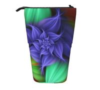 JKLQWC Standing Retractable Cute Pencil Case Organizer, Abstract Floral Prints Stationery & Makeup Pouch for Travel, School, Office, Gifts