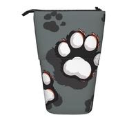 JKLQWC Standing Retractable Cute Pencil Case Organizer - Animal Footprints Prints Stationery & Makeup Pouch for Travel, School, Office, Gifts