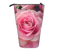 JKLQWC Standing Retractable Cute Pencil Case Organizer - Beautiful Rose Prints Stationery & Makeup Pouch for Travel, School, Office, Gifts