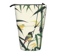 JKLQWC Standing Retractable Cute Pencil Case Organizer - Birds Landed on Branches Prints Stationery & Makeup Pouch for Travel, School, Office, Gifts