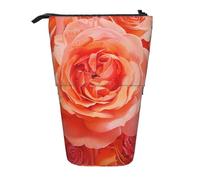 JKLQWC Standing Retractable Cute Pencil Case Organizer - Bright Beautiful Rose Prints Stationery & Makeup Pouch for Travel, School, Office, Gifts
