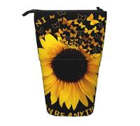 JKLQWC Standing Retractable Cute Pencil Case Organizer, Butterfly and Sunflower Prints Stationery & Makeup Pouch for Travel, School, Office, Gifts