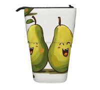 JKLQWC Standing Retractable Cute Pencil Case Organizer - Cartoon Pears Prints Stationery & Makeup Pouch for Travel, School, Office, Gifts