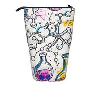 JKLQWC Standing Retractable Cute Pencil Case Organizer - Chemistry Print Prints Stationery & Makeup Pouch for Travel, School, Office, Gifts