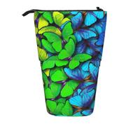 JKLQWC Standing Retractable Cute Pencil Case Organizer, Colorful Butterfly 1 Prints Stationery & Makeup Pouch for Travel, School, Office, Gifts