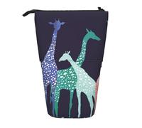 JKLQWC Standing Retractable Cute Pencil Case Organizer, Colorful Giraffe Fans Lovers Prints Stationery & Makeup Pouch for Travel, School, Office, Gifts