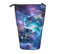 JKLQWC Standing Retractable Cute Pencil Case Organizer - Colorful Graphics Universe Space Prints Stationery & Makeup Pouch for Travel, School, Office, Gifts