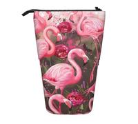JKLQWC Standing Retractable Cute Pencil Case Organizer - Flamingos Prints Stationery & Makeup Pouch for Travel, School, Office, Gifts