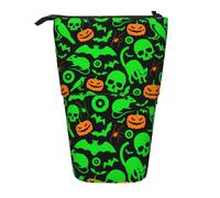 JKLQWC Standing Retractable Cute Pencil Case Organizer, Ghost Horror Halloween Pumpkin Prints Stationery & Makeup Pouch for Travel, School, Office, Gifts