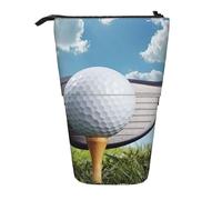 JKLQWC Standing Retractable Cute Pencil Case Organizer, Golf Club Prints Stationery & Makeup Pouch for Travel, School, Office, Gifts