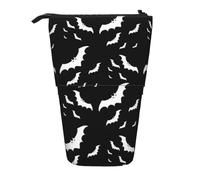 JKLQWC Standing Retractable Cute Pencil Case Organizer, Halloween Flying Bats Prints Stationery & Makeup Pouch for Travel, School, Office, Gifts
