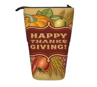 JKLQWC Standing Retractable Cute Pencil Case Organizer, Happy Thanksgiving Prints Stationery & Makeup Pouch for Travel, School, Office, Gifts