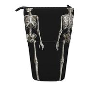 JKLQWC Standing Retractable Cute Pencil Case Organizer, Human Skeleton Prints Stationery & Makeup Pouch for Travel, School, Office, Gifts