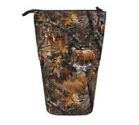 JKLQWC Standing Retractable Cute Pencil Case Organizer, Hunting Deer Bear Moose Prints Stationery & Makeup Pouch for Travel, School, Office, Gifts
