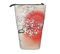 JKLQWC Standing Retractable Cute Pencil Case Organizer, Japanese Sun Reflection Prints Stationery & Makeup Pouch for Travel, School, Office, Gifts